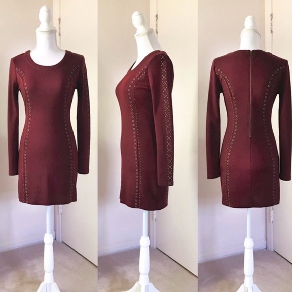Long Sleeve Burgundy Dress - Picture 5 of 5